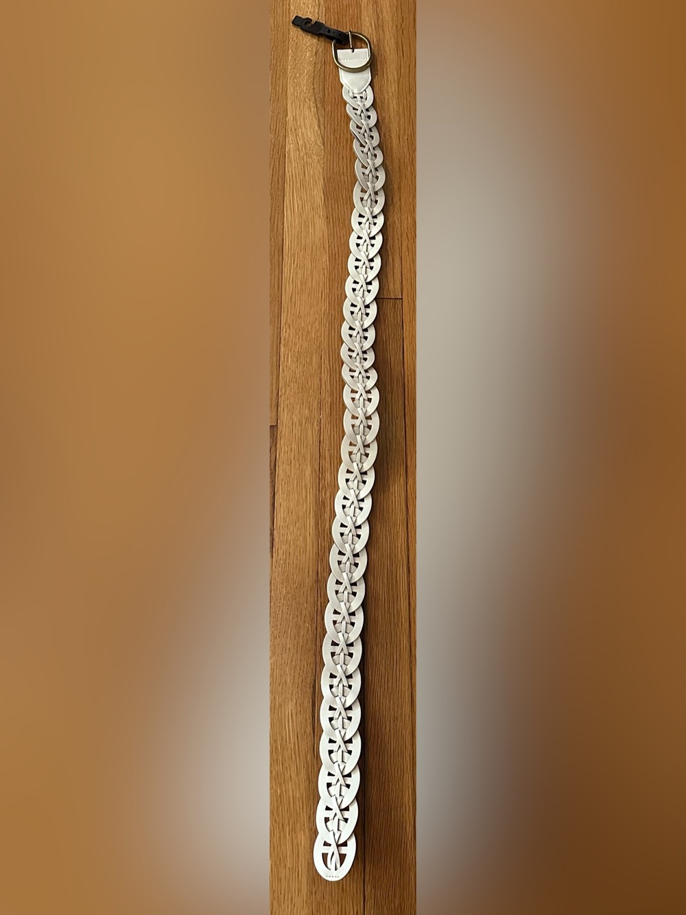 TARGET CREAM Braided Leather Belt with GOLD Ring